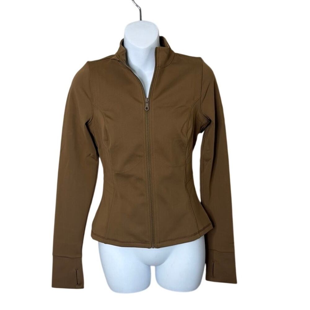 Girlfriend Collective Parker Seamed Full Zip Jacket Sepia Brown NWT Small 6230